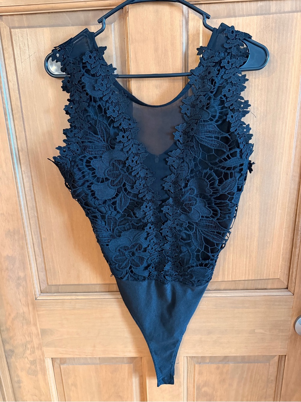 Black Floral Lace V-Neck Bodysuit